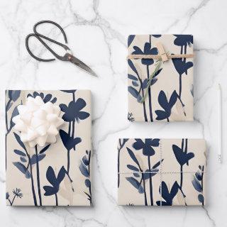 Dark Navy Blue Modern Groovy Daisy Flowers  Sheets