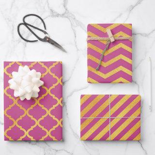 Dark Pink With Gold Color Patterns  Sheets