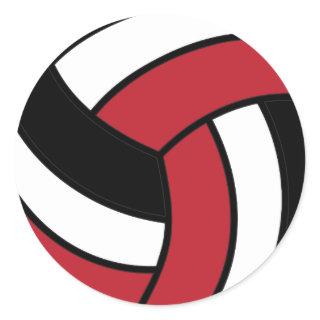 Dark Red and White Volleyball Classic Round Sticker