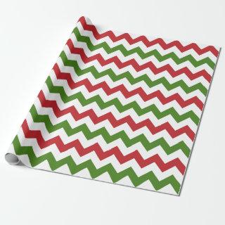 Dark Red, Green and White Large Chevron