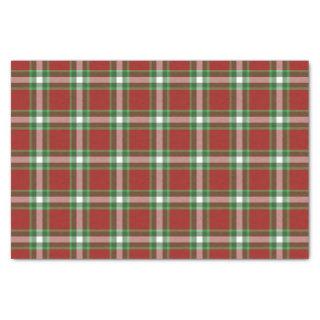 Dark Red Green White Plaid Squares Pattern Tissue Paper