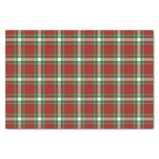 Dark Red Green White Plaid Squares Pattern Tissue Paper