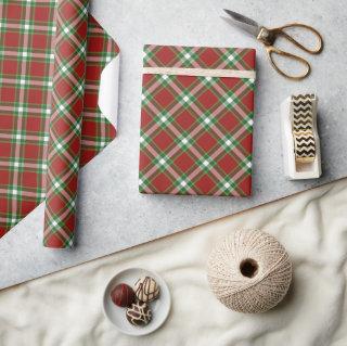 Dark Red Green White Plaid Squares Pattern