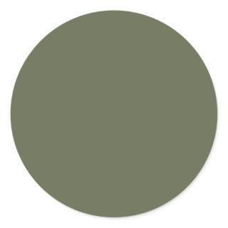 Dark Sage Green Elegant Neutral Solid Color Classic Round Sticker