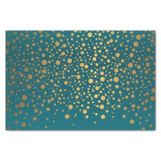 Dark Teal and Metallic Gold Confetti Tissue Paper