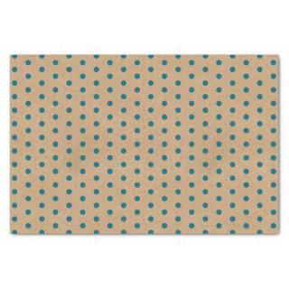 Dark Teal Blue Green Dots Faux Rustic Brown Kraft Tissue Paper