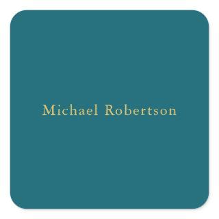 Dark Teal & Gold Colors Professional Trendy Modern Square Sticker