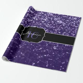 Dark ultra violet purple glitter sparkles Sweet 16