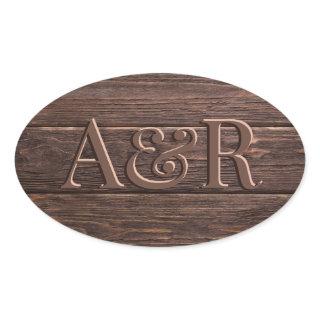 Dark Wooden effect Sticker monogram