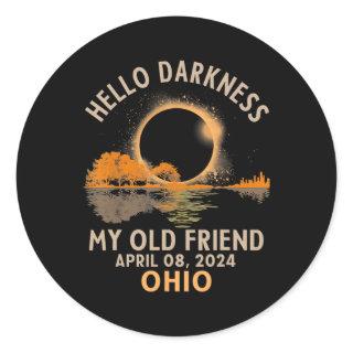 Darkness My Old Friend Total Solar Eclipse 2024 Oh Classic Round Sticker