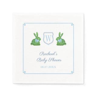 Darling Bunny Monogram Boy Baby Shower Brunch Napkins
