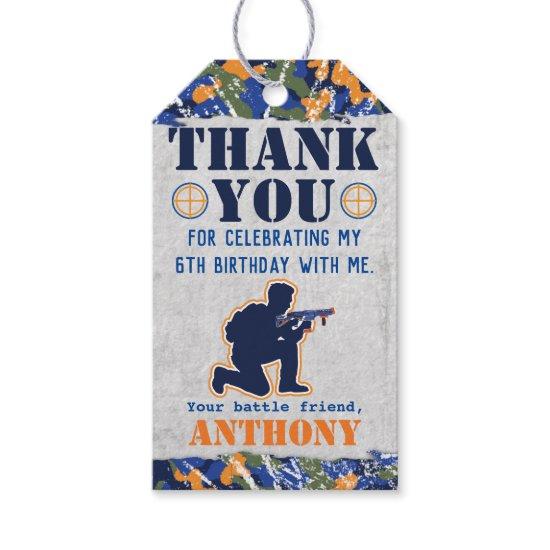 Dart Wars Blaster Party Dart Gun Birthday Gift Tags