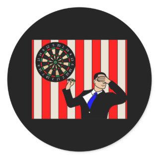 Dartboard Dart Player With Darts Arrows Classic Round Sticker