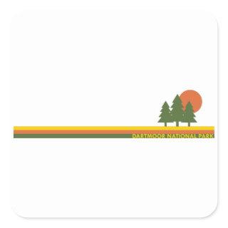 Dartmoor National Park Pine Trees Sun Square Sticker