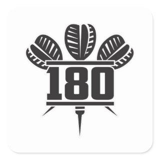 Darts 180 Dart Dartboard Bullseye Arrow Gift Idea Square Sticker