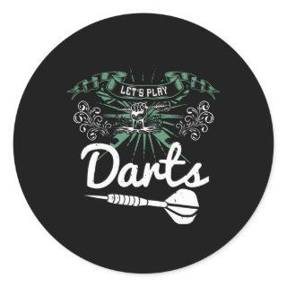 Darts - Let's Play Darts Classic Round Sticker