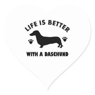 daschund dog design heart sticker