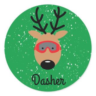 Dasher Reindeer Classic Round Sticker