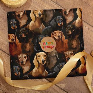 Dashing Dachshunds seamless pattern