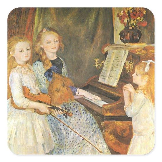 Daughters of Catulle Mendes by Pierre Renoir Square Sticker
