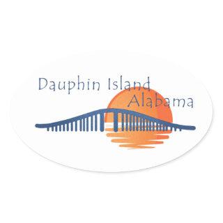 Dauphin Island, Alabama bridge and sunset  Oval Sticker