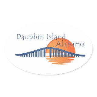 Dauphin Island, Alabama bridge and sunset  Oval Sticker