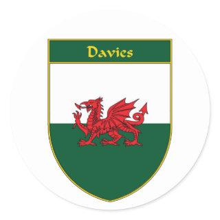 Davies Welsh Flag Shield Classic Round Sticker