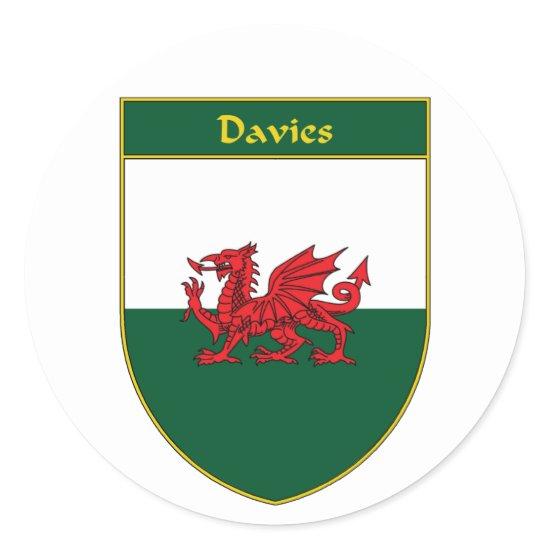 Davies Welsh Flag Shield Classic Round Sticker