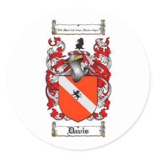 DAVIS FAMILY CREST -  DAVIS COAT OF ARMS CLASSIC ROUND STICKER