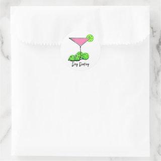 Day Dinking Cosmo Pink Cocktail, Pickleball Limes Classic Round Sticker