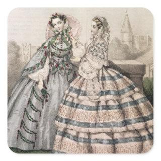 Day Dress for 1858, engraved by Barreau Square Sticker