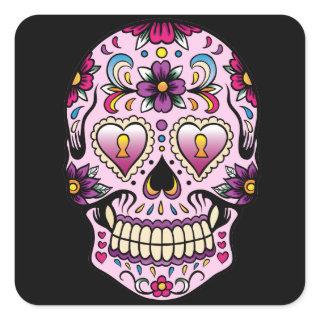 Day of the Dead Sugar Skull Pink Sticker