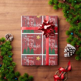 Days Be Merry Bright Rustic Wood Gold Star Trees
