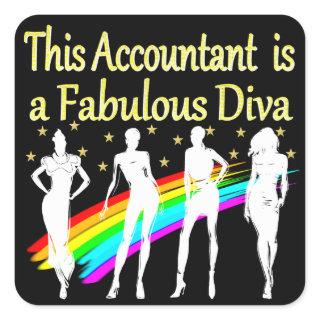 DAZZLING ACCOUNTANT DIVA DESIGN SQUARE STICKER