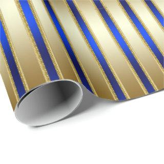 Dazzling Shiny Gold and Royal Blue Stripes