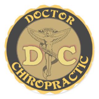 DC LOGO - DOCTOR CHIROPRACTIC CADUCEUS CLASSIC ROUND STICKER