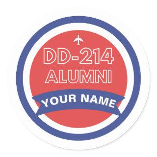 DD-214 Alumni Personalized Airforce Retirement  Classic Round Sticker