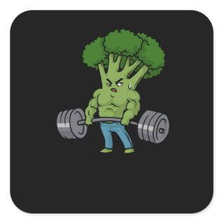 Deadlift Broccoli Gym Fitness Gift Bodybuilding Square Sticker