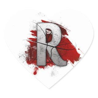 Deadly Design Monogram Letter R Heart Sticker