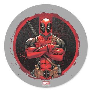 Deadpool in Paint Splatter Logo Classic Round Sticker