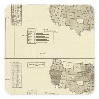 Deaf, Paupers, Prisoners statistical map Square Sticker