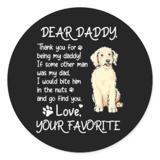 Dear Daddy Goldendoodle Dog Dad Father's Day  Classic Round Sticker