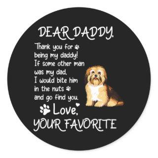 Dear Daddy Havanese Dog Dad Father's Day  Classic Round Sticker