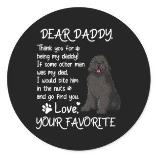 Dear Daddy Newfoundland Dog Dad Father's Day  Classic Round Sticker