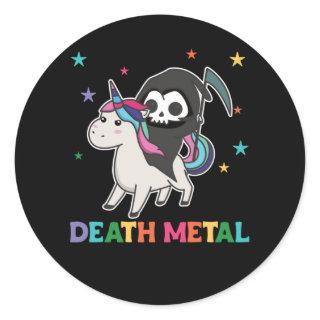 Death Metal - Death Riding Unicorn Funny Unicorn Classic Round Sticker