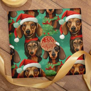 Deck the Halls with Dachshunds seamless pattern