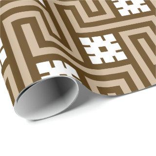 Deco Greek Key, Taupe Tan and Brown