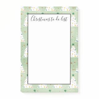 Decorated White Xmas Trees Green Star To Do List Post-it Notes