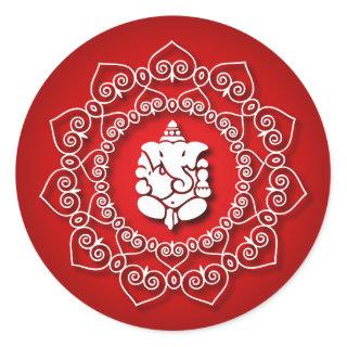 Decorative Ganesha Design Classic Round Sticker