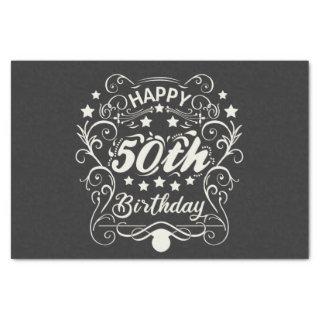 Decorative ornamental Happy 50th Birthday. Tissue Paper